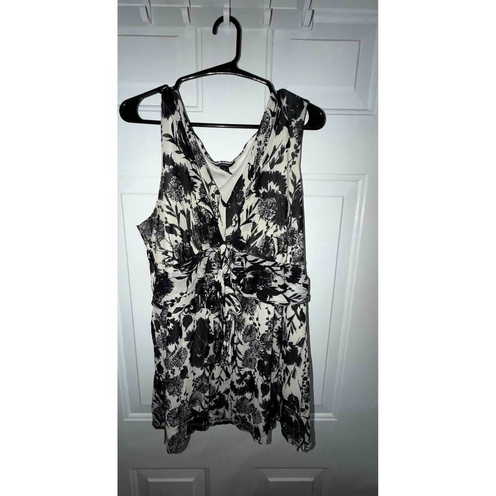 Alfani Womens Floral Mesh V-Neck Sleeveless Blouse